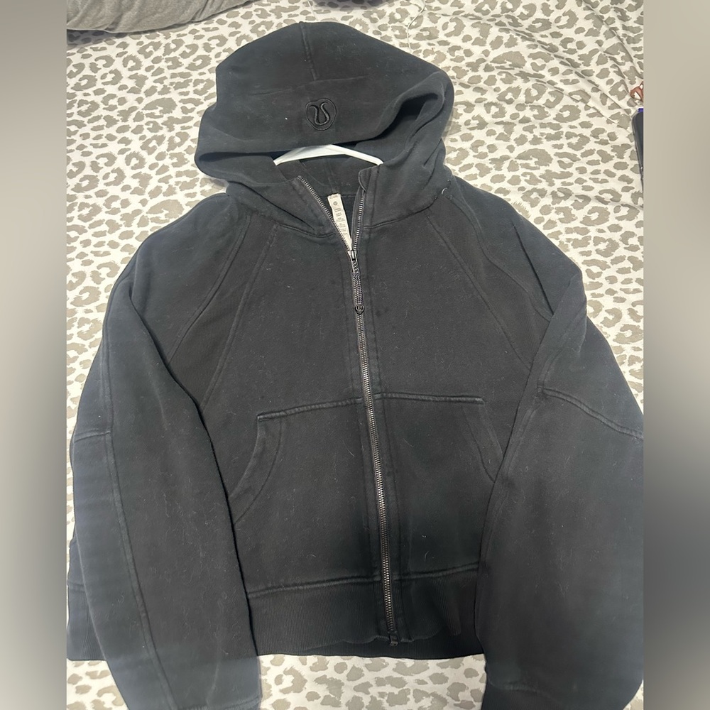Lulu lemon black cropped full zip scuba